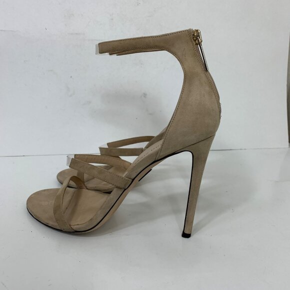 Tamara Mellon Reverse Frontline Champagne Suede Stilleto Heels Size 8 - Picture 5 of 8